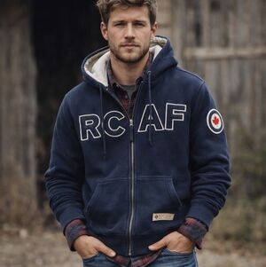 Red Canoe RCAF Full Zip Hoodie Sweatshirt Navy Blue Canada Men's Sz Small